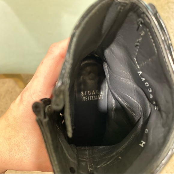 Stuart Weitzman Reptile Embossed Ankle Boots 6 - Picture 14 of 16